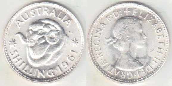 1961 Australia silver Shilling (Unc) A004334
